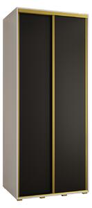 Šatní skříň YVONA 1 - 100/60 cm, bílá / černá / zlatá