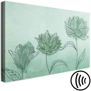 Obraz Květinové trio - abstrakce s květinovým motivem na akvamarínu