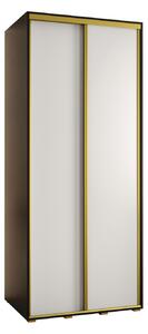 Šatní skříň YVONA 1 - 100/60 cm, černá / bílá / zlatá
