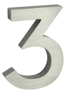 Domovní číslo "3", RN.100LV, broušené, stříbrná