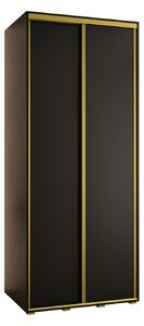 Šatní skříň YVONA 1 - 110/60 cm, černá / zlatá