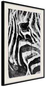 Plakát Pruhovaná příroda - černobíle pruhovaná zebra v abstraktním motivu