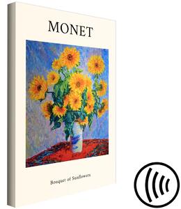Obraz Slunečnice ve váze - slavný Monetův obraz s anglickým nápisem