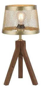 LD 11423-60 Stolní lampa, matná mosaz, 1xE27, šňůrový vypínač, dřevo - LEUCHTEN DIREKT