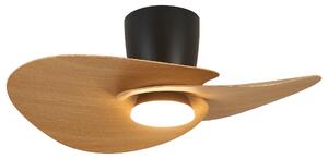 Mantra 9468 Nenufar, designový ventilátor se svítidlem a dálk.ovladačem, LED 18W 3000-5000K, černá/dřevěná, průměr 74cm