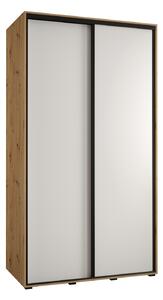 Šatní skříň YVONA 1 - 140/60 cm, dub artisan / bílá / černá