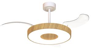 Mantra 9500 Coin Smart, rozvinovací ventilátor se svítidlem a dálk. ovladačem, LED 40W 3000-5000K, bílá/dřevěná, průměr 50/106cm