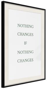 Plakát Změny - kompozice se zelenými anglickými texty na bílém pozadí