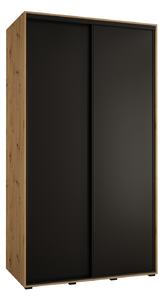 Šatní skříň YVONA 1 - 130/60 cm, dub artisan / černá / černá