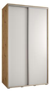Šatní skříň YVONA 1 - 130/60 cm, dub artisan / bílá / stříbrná