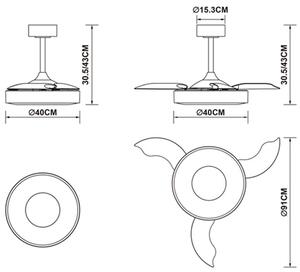 Mantra 9638 Coin Smart Mini, rozvinovací ventilátor se svítidlem a dálk. ovladačem, LED 36W 3000-5000K, béžová, průměr 43/91cm