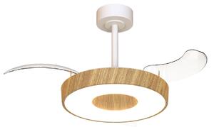 Mantra 9497 Coin Smart Mini, rozvinovací ventilátor se svítidlem a dálk. ovladačem, LED 36W 3000-5000K, bílá/dřevěná, průměr 43/91cm
