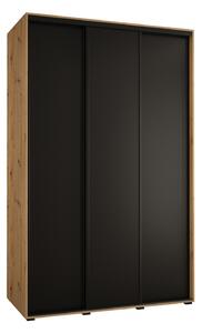 Šatní skříň YVONA 1 - 160/60 cm, dub artisan / černá / černá