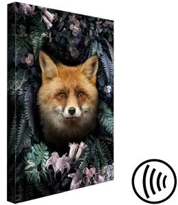 Obraz Liška v Květech (1-dílný) svislý - lesní zvíře mezi listy