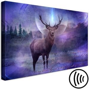 Obraz Dobrý Duch (1-dílný) široký - jelen a nápisy na fialovém pozadí