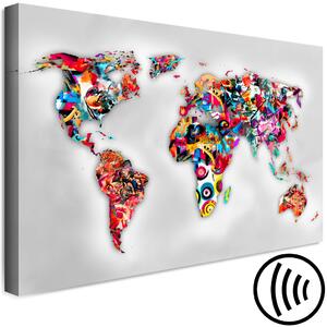 Obraz Barvy světa (1-dílný) široký - světová mapa s barevnou abstrakcí