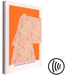 Obraz Japonské kimono (1-dílný) svislý - texty a oblečení v Zenovém stylu