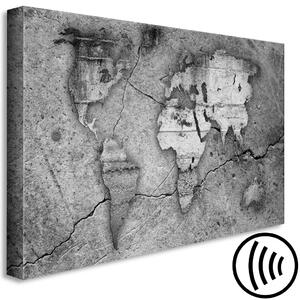 Obraz Tvrdý svět (1-dílný) široký - mapa světa na betonové textuře