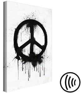 Obraz Symbol míru (1-dílný) svislý - černobílé znamení v duchu Banksyho