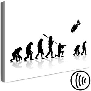 Obraz Reset (1-dílný) široký - lidé a opice v černo-bílé estetice
