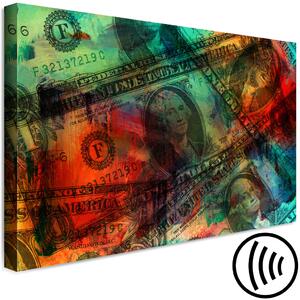 Obraz Špinavá pokladna (1-dílný) široký - barevná abstrakce s bankovkami
