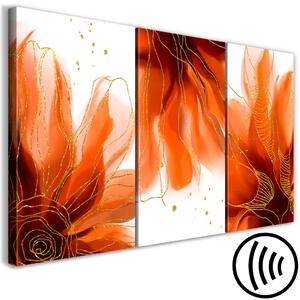 Obraz Tři plamenné květiny (3-dílný) - abstrakce s rostlinným motivem