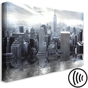 Obraz Stříbrný New York (1-dílný) široký - architektura velkoměsta