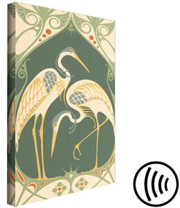 Obraz Stylové jeřáby (1-dílný) svislý - vodní ptáci v duchu art deco