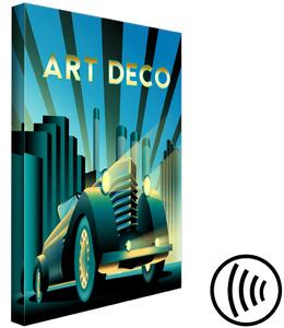 Obraz Retro auto (1-dílný) svislý - auto a zlatý nápis art deco