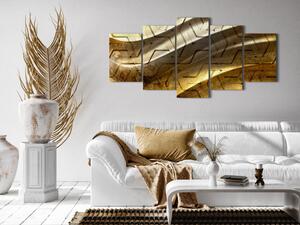 Obraz Zlatá harmonie (5-dílný) široký - abstrakce v moderním designu