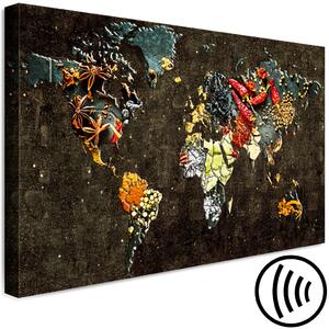 Obraz Chutě světa (1-dílný) široký - mapa světa a barevná abstrakce