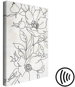Obraz Uhlíkové Kresby (1-dílný) - Černo-bílý lineární obrázek jemných květin