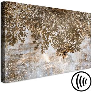 Obraz Stromy v Zlatém Dešti (1-dílný) - Listy na zdi v sepii