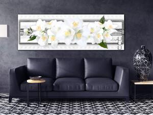 Obraz Bílé Květy (1-dílný) - Jarní kvetení na abstraktním pozadí