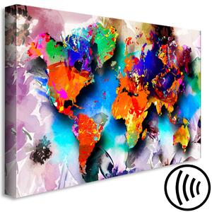 Obraz Barevné Kontinenty (1-dílný) - Barevná abstraktní mapa světa