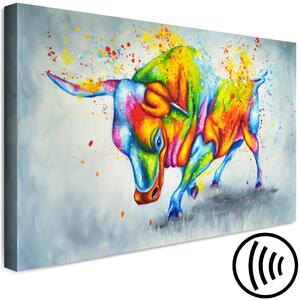 Obraz Barevný býk (1-dílný) - Barevná fantazie s motivem zvířat