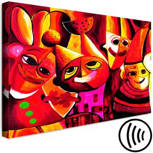 Obraz Barevný cirkus - malované čtyři veselí červení klauni