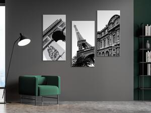 Obraz Pařížská architektura (3-dílný) - Černo-bílé záběry památek města