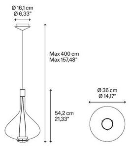 Lodes 14828 0027 Sky-Fall Large, závěsné svítidlo čiré sklo/černá, 12W LED 2700K, prům. 36cm