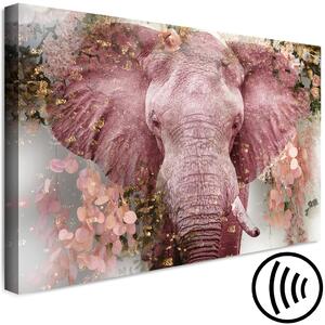 Obraz Růžový slon - král savany v květech a zlatých lístkách
