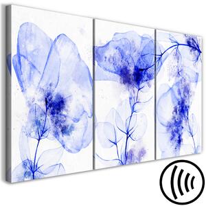 Obraz Modré květy (3-dílný) - rostliny malované akvarelem a inkoustem