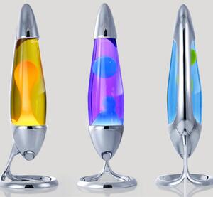 Mathmos Neo, originální lávová lampa, 1x20W, stříbrná s růžovou tekutinou a žlutou lávou, výška 42cm