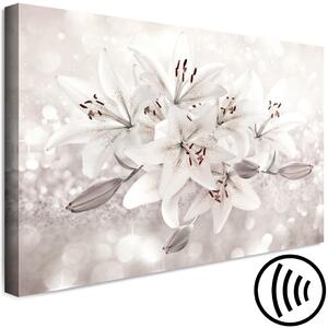 Obraz Kvétoucí lilie (1-dílný) - béžové květy na krémově bílém pozadí