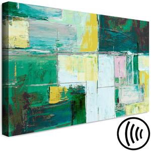 Obraz Abstraktní olejomalba - geometrická kompozice zeleně malovaná barvami