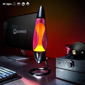 Mathmos Neo, originální lávová lampa, 1x20W, černá s růžovou tekutinou a žlutou lávou, výška 42cm