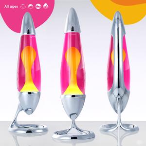 Mathmos Neo, originální lávová lampa, 1x20W, stříbrná s růžovou tekutinou a žlutou lávou, výška 42cm