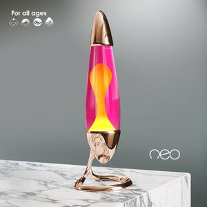 Mathmos Neo Copper, originální lávová lampa, 1x20W, měděná s růžovou tekutinou a žlutou lávou, výška 42cm