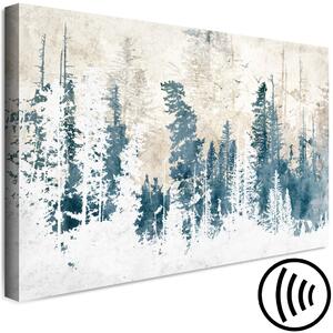 Obraz Abstraktní hájek - krajina lesa s modrými stromy a ptáky