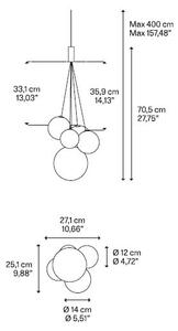 Lodes 16413 1327 Random Five, závěs z matně bílého foukaného skla/černý kabel, 5x1W LED 2700K, šířka 27cm