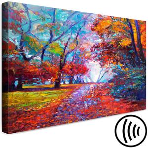 Obraz V podzimním parku - malovaný zářijový krajinný motiv s barevnými stromy